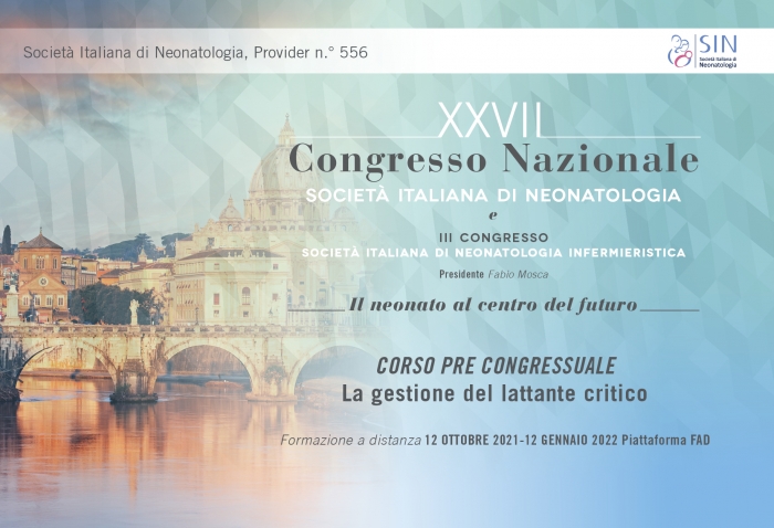 CORSO PRE CONGRESSUALE - La gestione del lattante critico - GdS Terapia della Prima Infanzia - FAD ASINCRONA